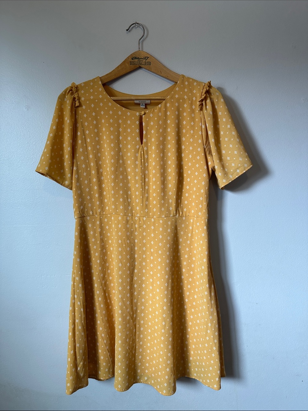 Studio B Yellow Polka Dot Short Sleeve A-Line Dress Women's Size XL